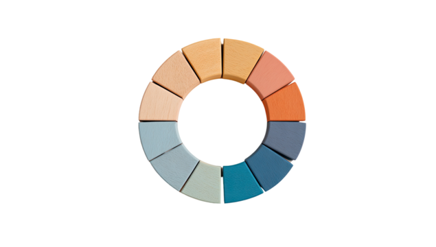 Circular color palette showing a range of warm and cool tones