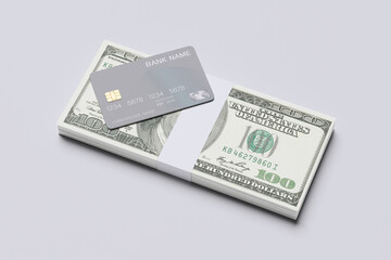 Bundle of US dollar bills isolated on white. Pack of american money with high resolution on perfect white background as object for design