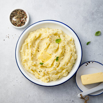 Traditional mashed potatoes with butter