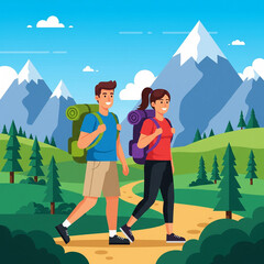 Couple Traveling with Backpacks