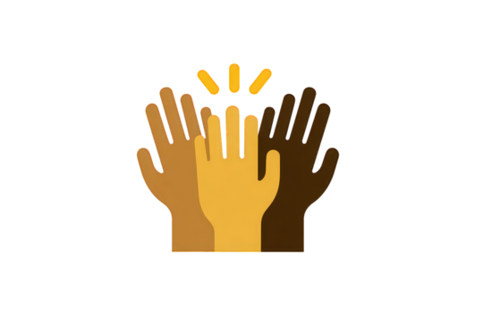 Diverse Hands High Five Celebrating Unity - Powered by Adobe