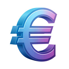Obraz premium Stylized 3 D Euro symbol with blue and purple gradient on black currency money