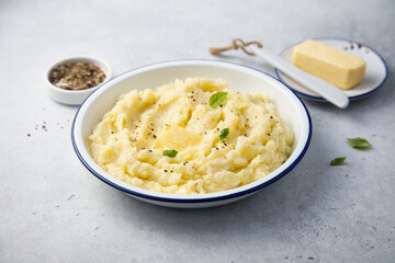 Traditional mashed potatoes with butter