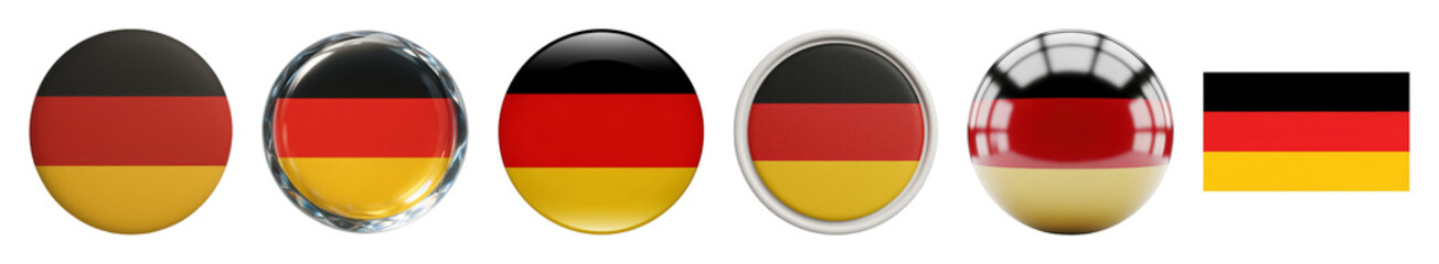 Naklejka premium German flag set including various oval, domed, button, and flat styles isolated. National identity and country symbols.