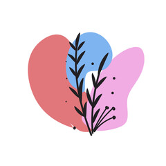 ilustration floral with blob pink and blue color