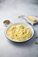 Traditional mashed potatoes with butter