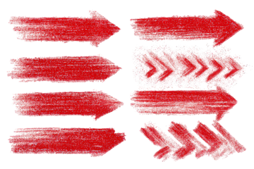 Red Glowing Arrow Shapes Set