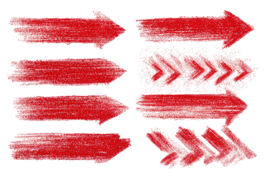 Red Glowing Arrow Shapes Set