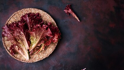 red leaf lettuce lollo rosso salad food background