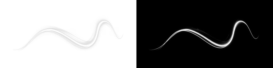 Abstract light trails PNG design for overlays and backgrounds, smooth curves and waves, transparent elements