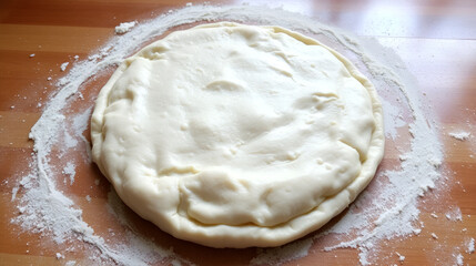 Half-baked pizza dough ready for assembling pizza