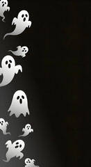 Obraz premium Spooky ghosts float against a dark background, perfect for Halloween party invitations and eerie decorations