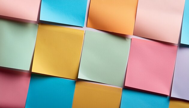 colorful pastel sticky notes arranged in grid pattern - Powered by Adobe