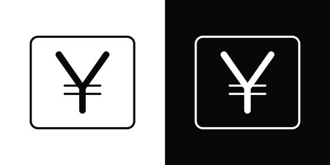 Yen icon pictogram on White Background Editable Stroke.