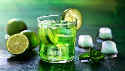 refreshing homemade limeade vibrant green hue ice cubes ice cubes food