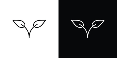 Vegan icon pictogram on White Background Editable Stroke.