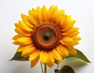 blooming sunflower blossom on white background
