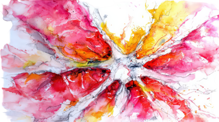 Abstract Watercolor Flower Explosion