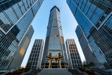 Fototapeta premium Modern Skyscrapers in an Urban Business District