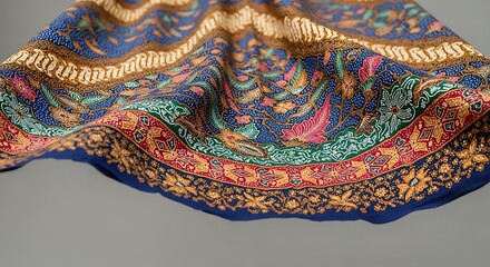 Vibrant Batik Fabric A Detailed Close-up of Intricate Patterns and Designs
