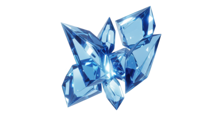 Blue crystal butterfly isolated on transparent background