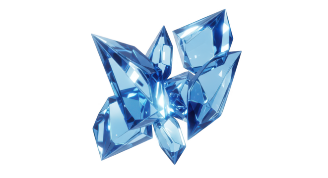 Blue crystal butterfly isolated on transparent background