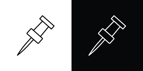 Push pin icon pictogram on White Background Editable Stroke.