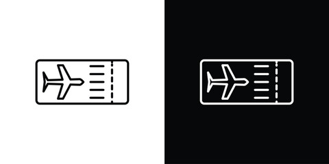Plane Ticket icon pictogram on White Background Editable Stroke.