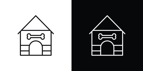 Pet house icon pictogram on White Background Editable Stroke.