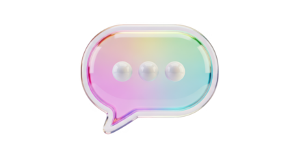 Chat bubble icon with rainbow gradient isolated on transparent background