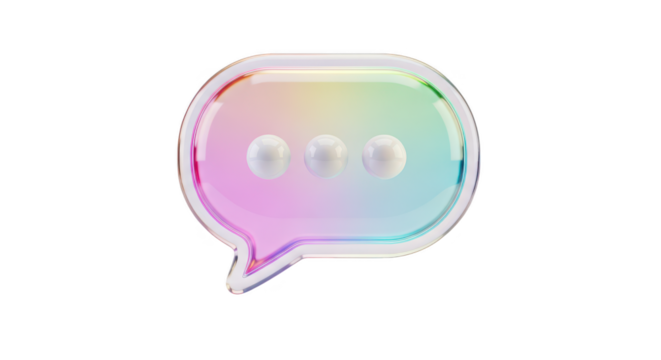 Chat bubble icon with rainbow gradient isolated on transparent background
