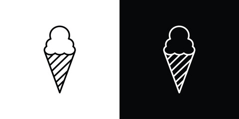 Ice cream icon pictogram on White Background Editable Stroke.