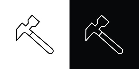 Hammer icon pictogram on White Background Editable Stroke.