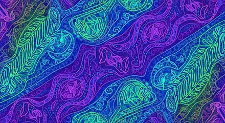 Vibrant Rainbow Paisley Pattern Abstract Textile Design