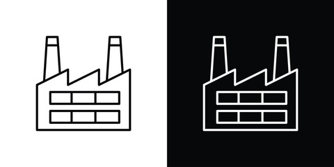 Factory icon pictogram on White Background Editable Stroke.