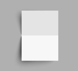 Bent paper with shadow mockup isolated on gray background