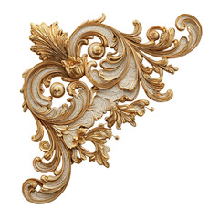 Luxurious Golden Rococo Corner Flourish with Aged Ivory Detail