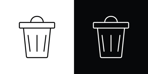 Bin icon pictogram on White Background Editable Stroke.