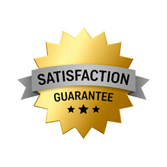 Gold Satisfaction Guarantee Badge with Stars