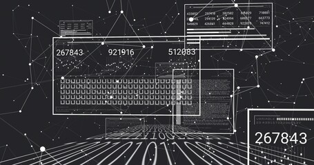 Forming central keyboard overlay in digital network interface, linking nodes and code panels