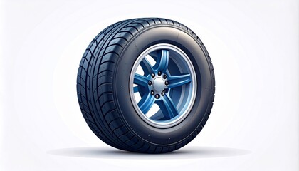 Obraz premium Blue Sport Car Wheel 3D Realistic.