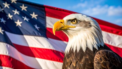 Bald Eagle American Flag Patriotic Symbol.
