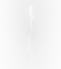 A spectacular lightning bolt striking dramatically in a stormy sky during a thunderstorm, perfect PNG weather effects
