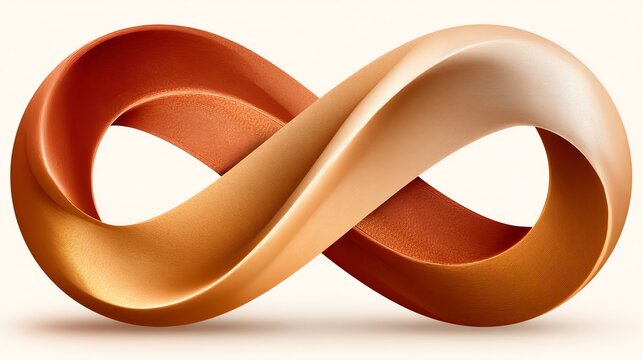 Golden Infinity Symbol with Metallic Texture on Clean White Background - Powered by Adobe