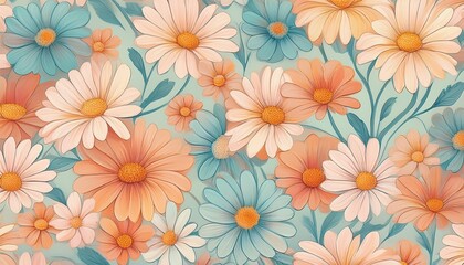 cute pastel daisy flower seamless pattern gentle floral background design