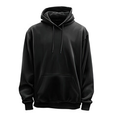 Black hoodie, front view,  solid color,  simple design