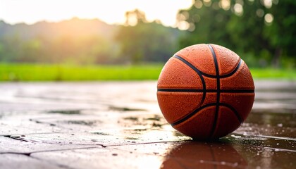 Wet Basketball Outdoor Court.