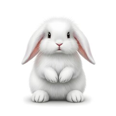 Adorable White Fluffy Lop-Eared Bunny Rabbit