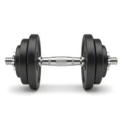 Naklejka premium Black dumbbell isolated on white background weight training equipment for fitness