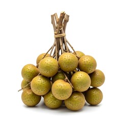 Fresh Tropical Longan Fruit Bunch on White